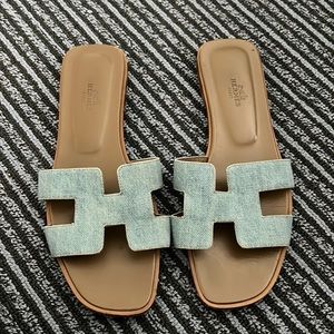 Hermes Denim Oran Sandals